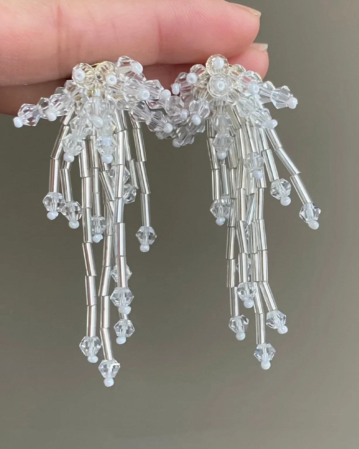 White Jellyfish Bloom Earrings