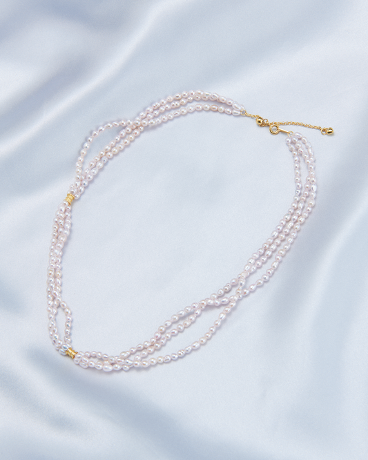Triple Layer Fairy Pink Pearl Necklace™