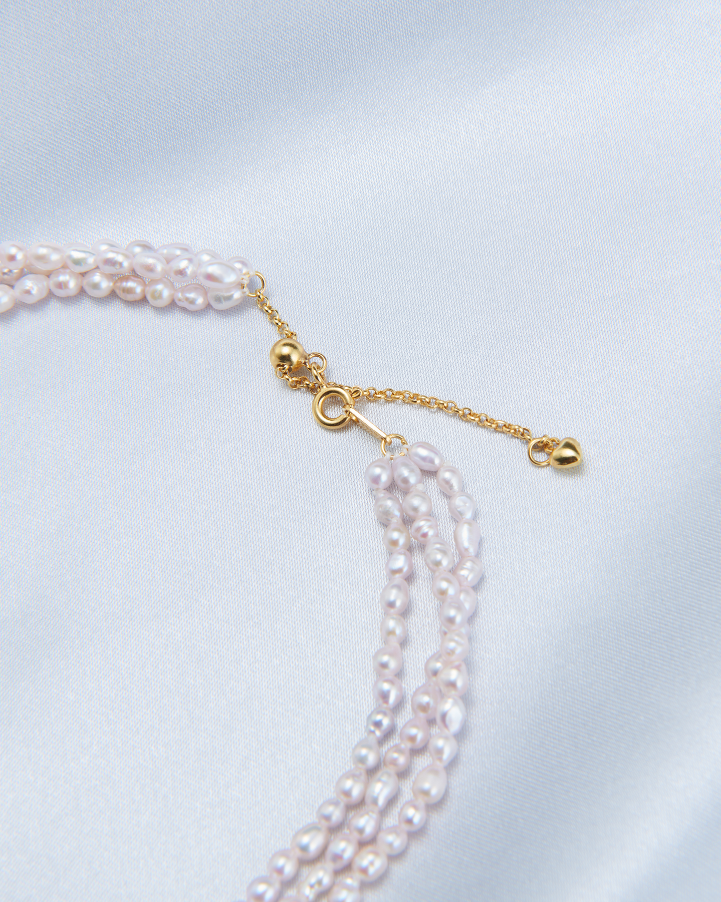 Triple Layer Fairy Pink Pearl Necklace