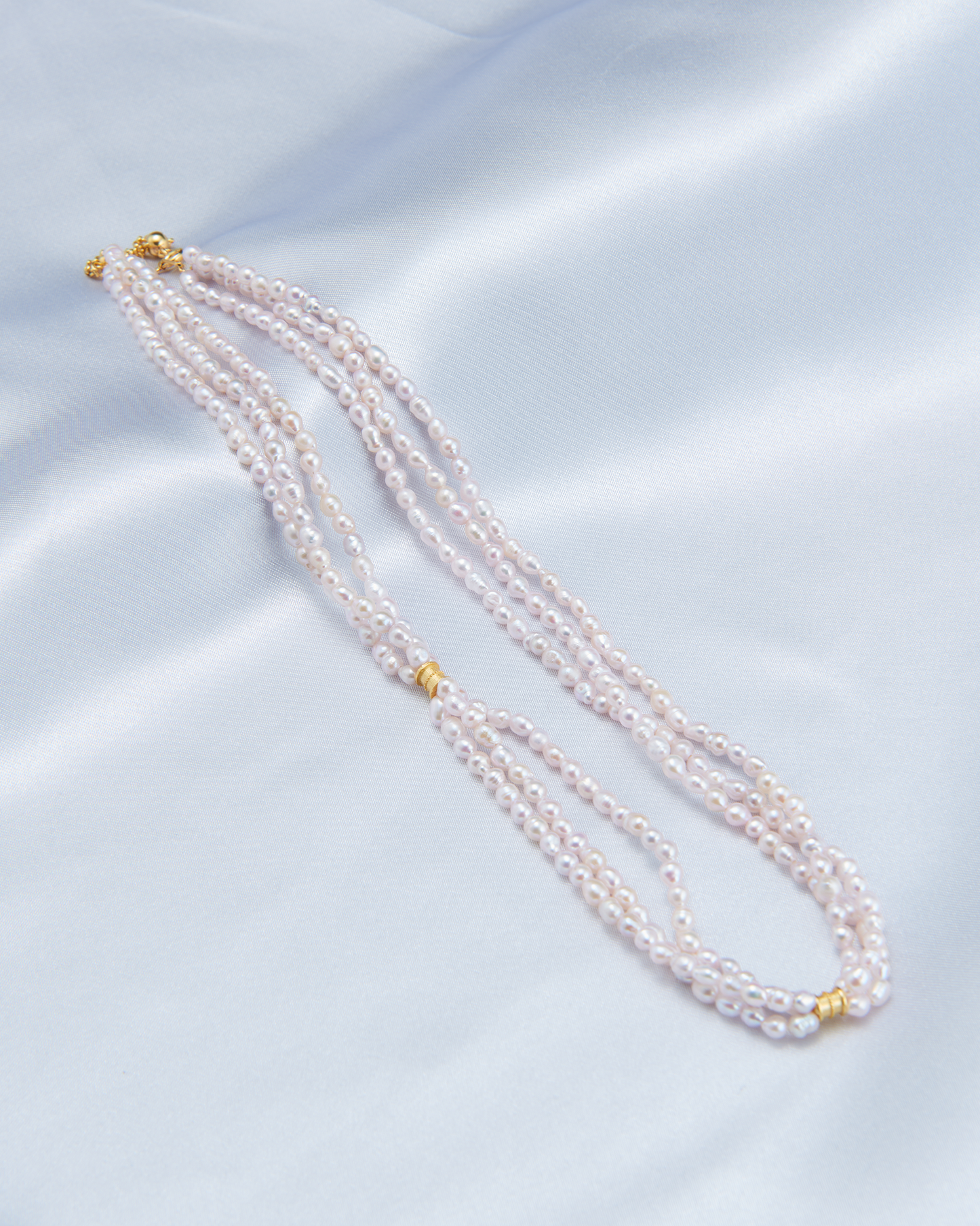 Triple Layer Fairy Pink Pearl Necklace