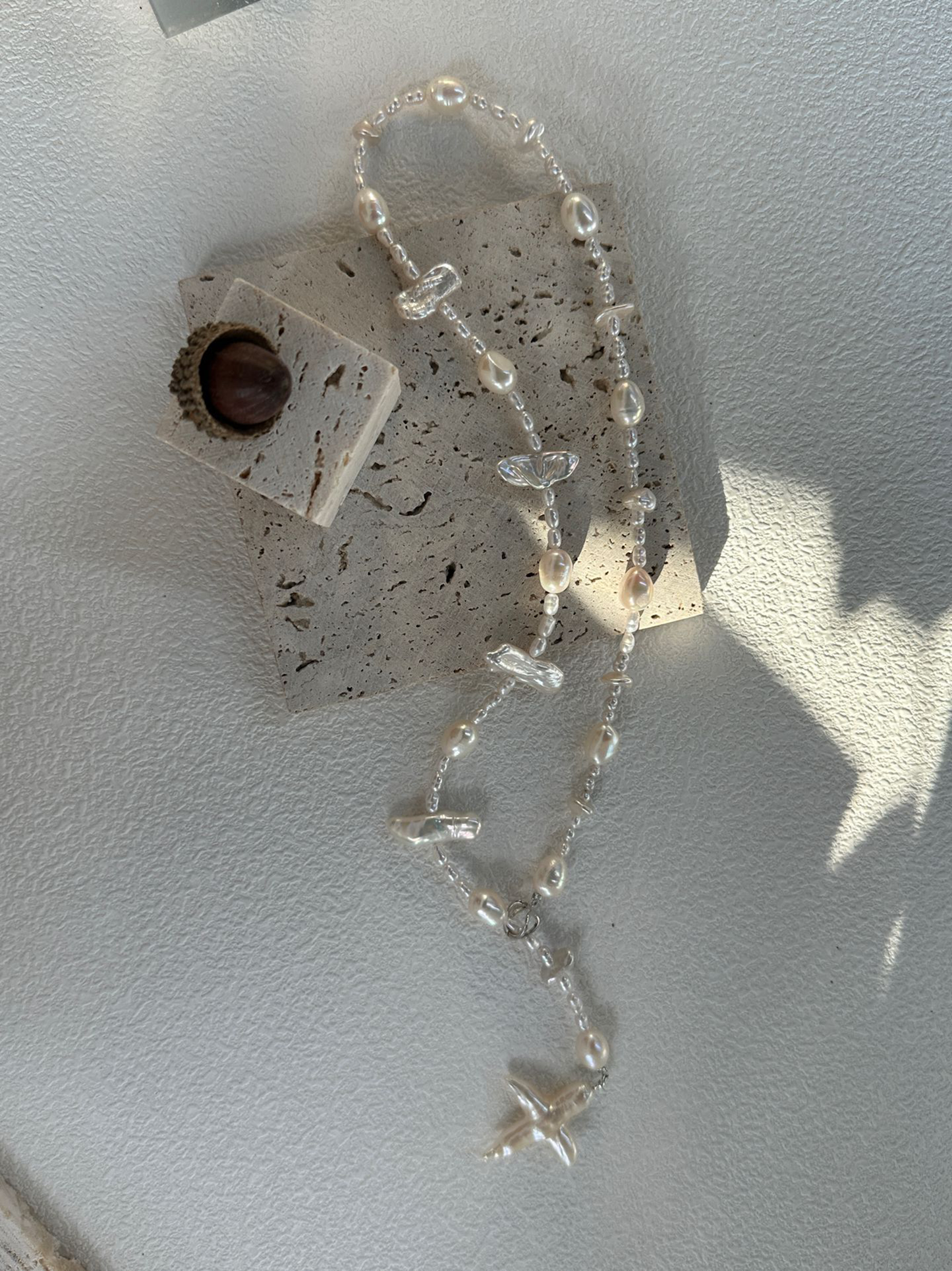 Cross Long Pearl Necklace