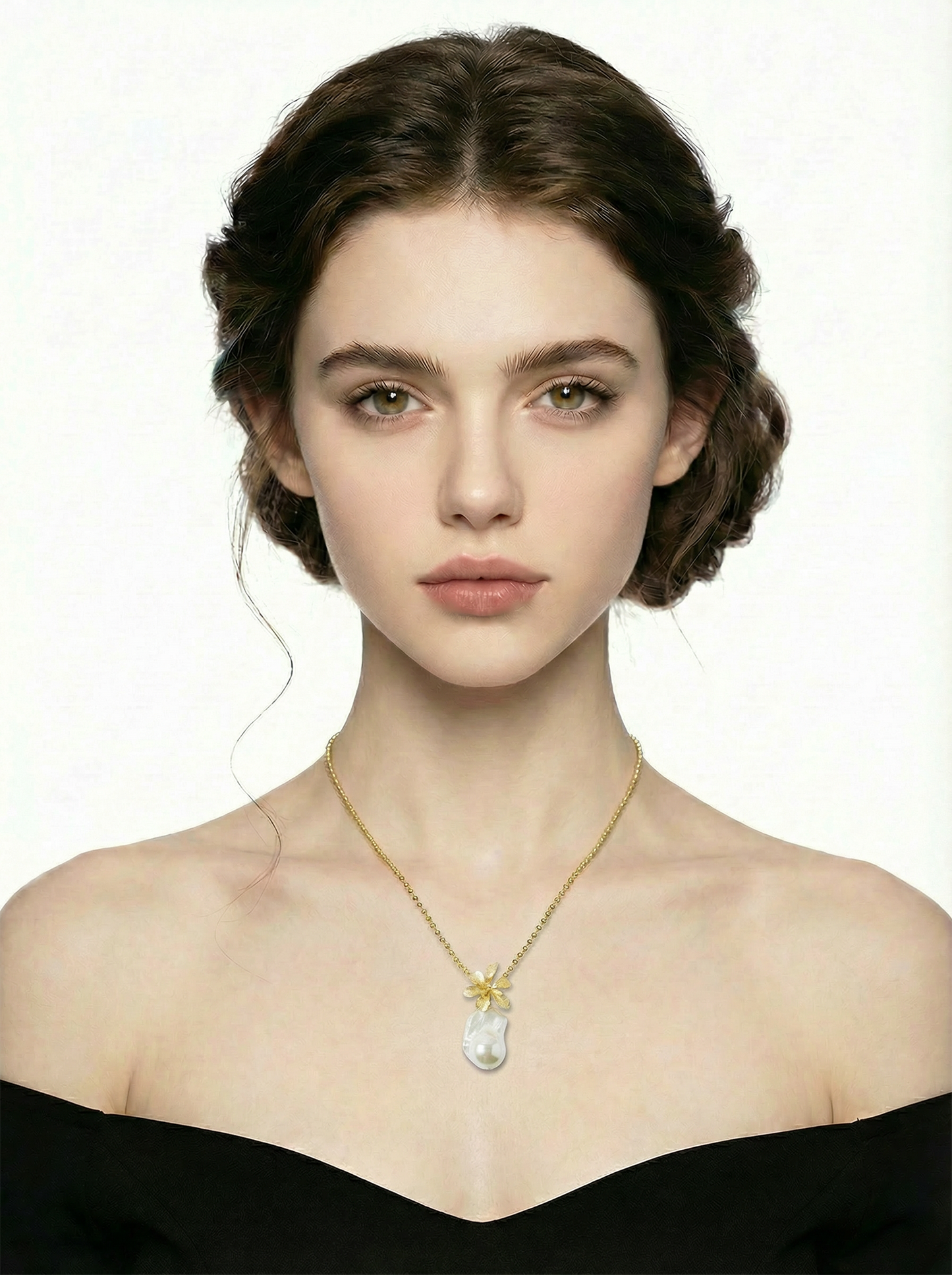 Golden Flower Baroque Pearl Necklace