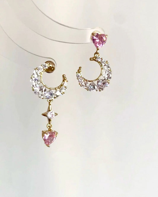 Moon & Heart Earrings