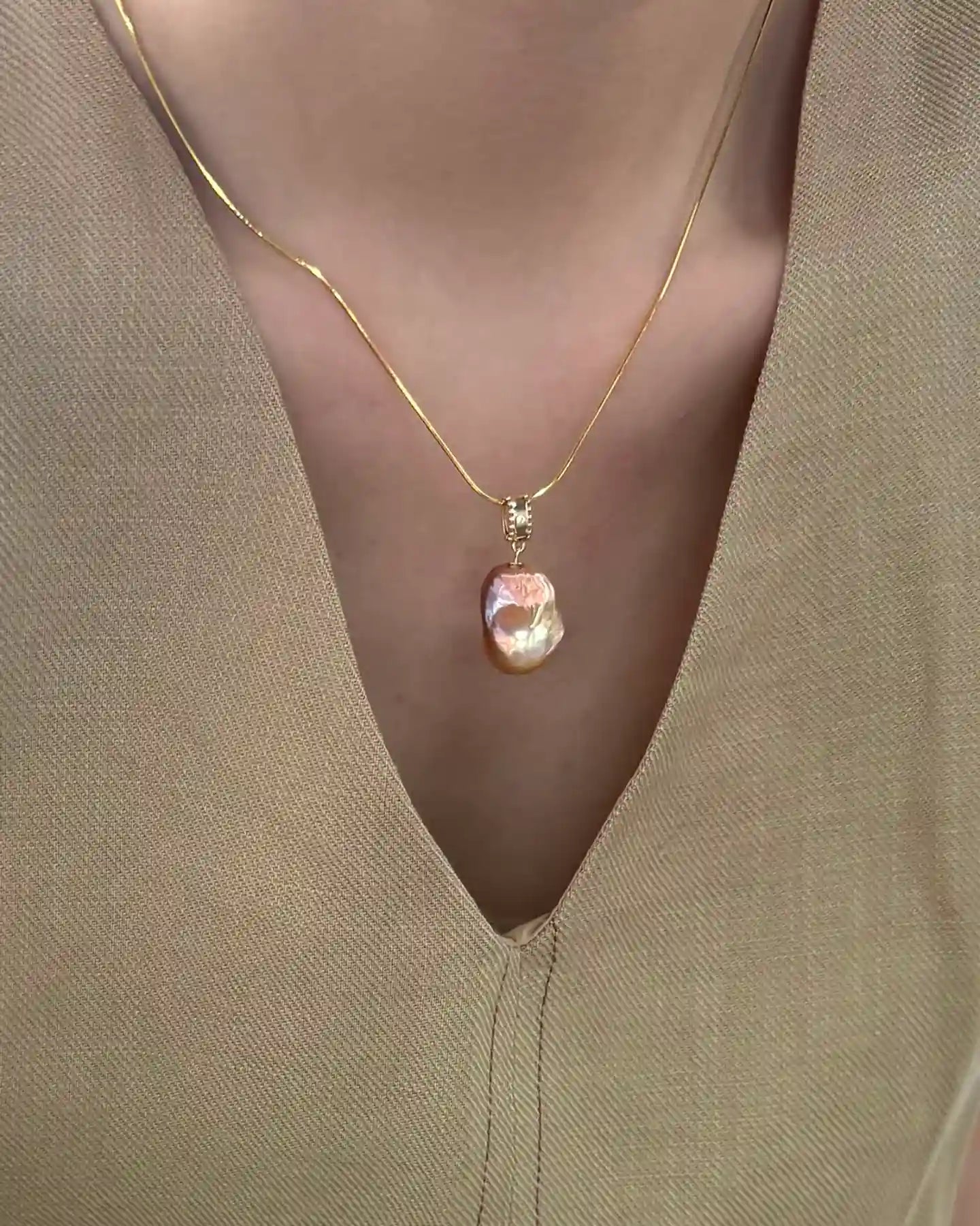 Iridescent Baroque Pearl Necklace