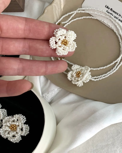 White Camellia Pearl Set