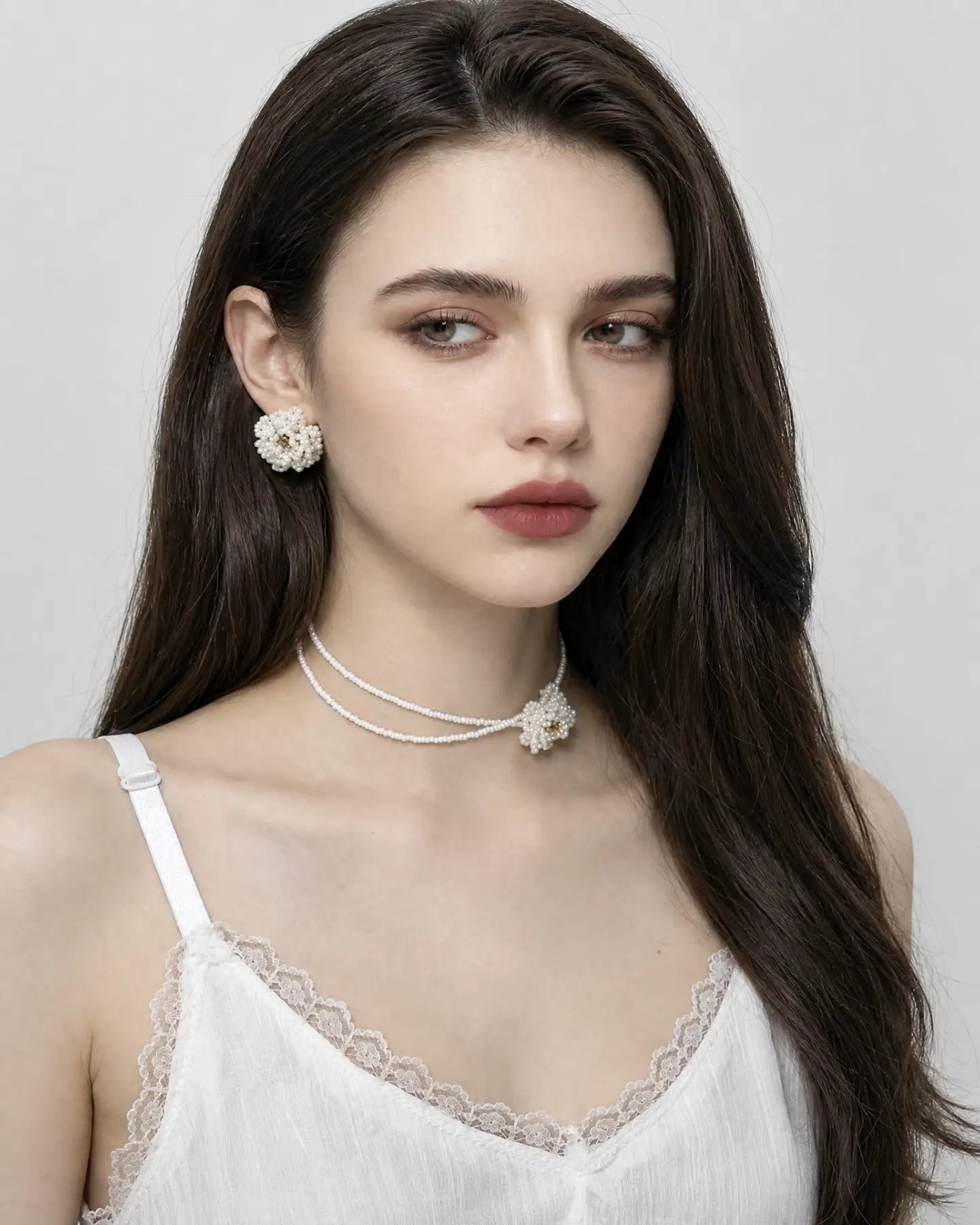 White Camellia Pearl Set