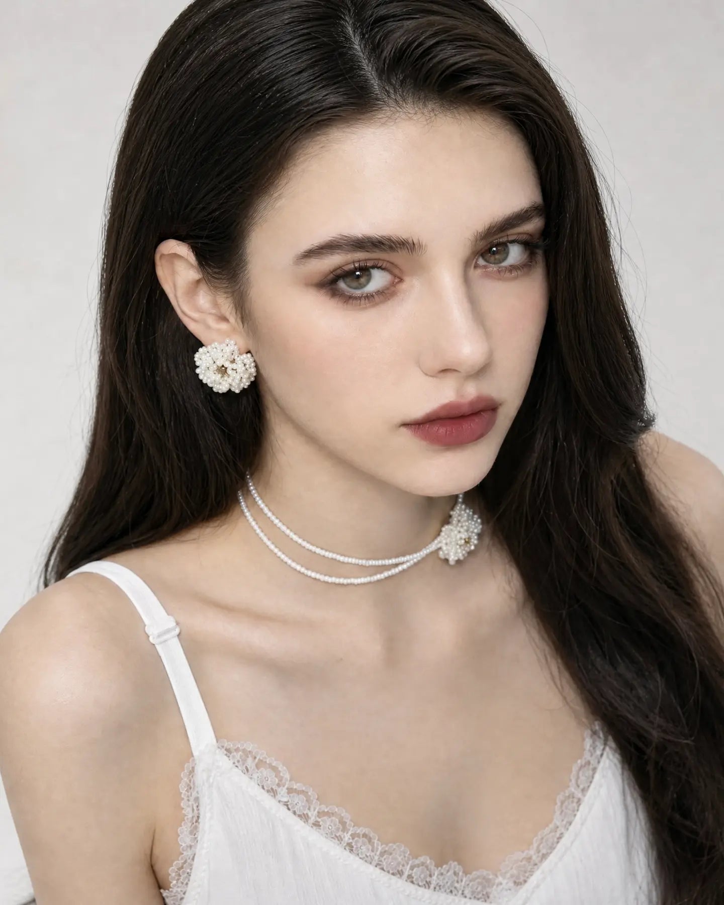 White Camellia Pearl Set