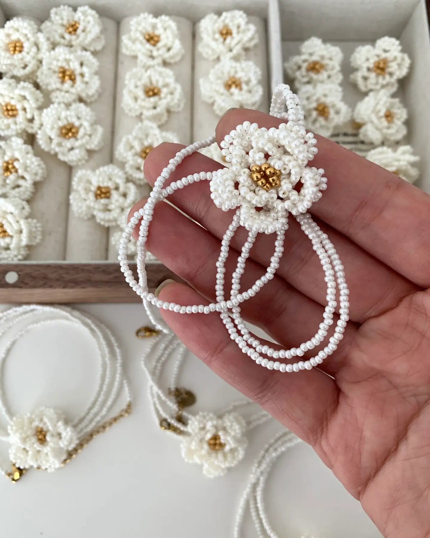 White Camellia Pearl Set