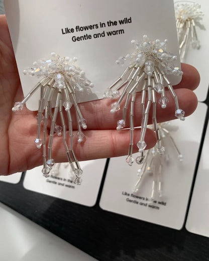 White Jellyfish Bloom Earrings