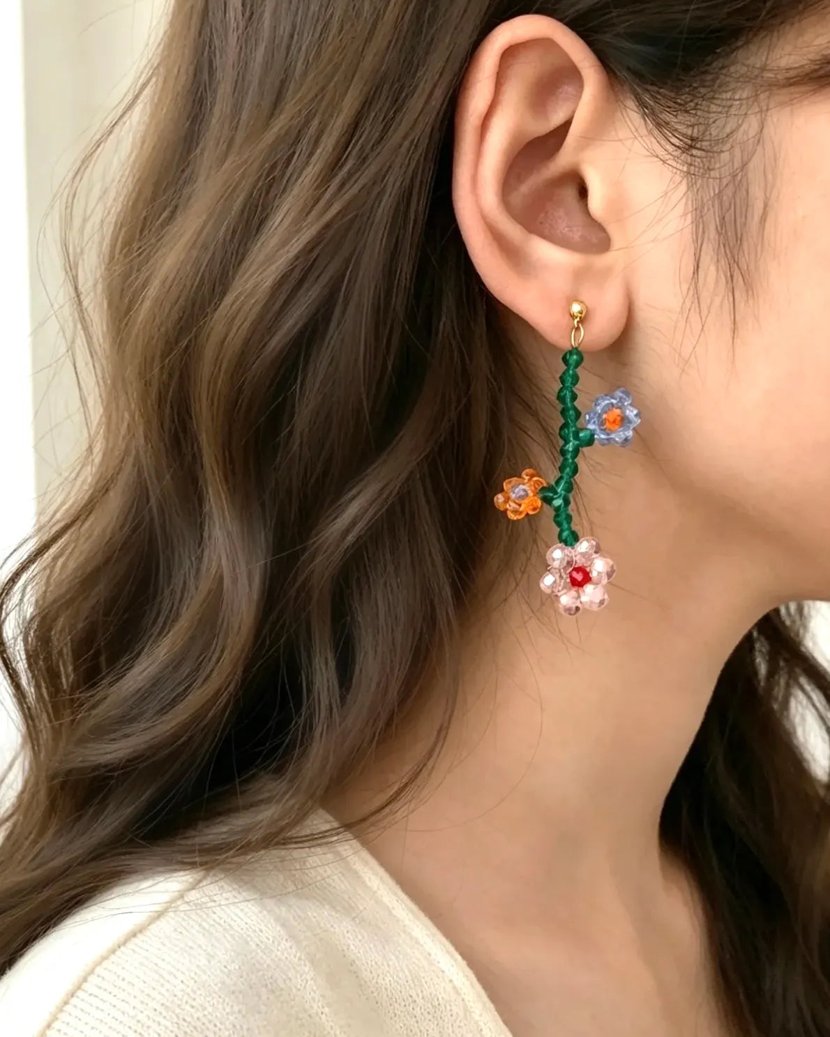 Asymmetric Glass Blossom Earrings