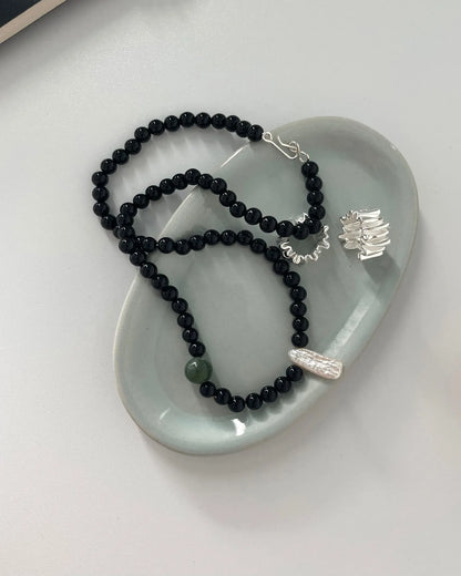 Black Onyx Pearl Necklace