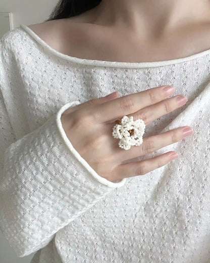 White Camellia Pearl Set