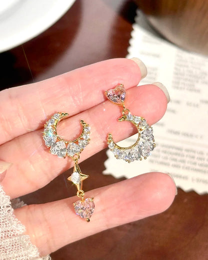 Moon & Heart Earrings