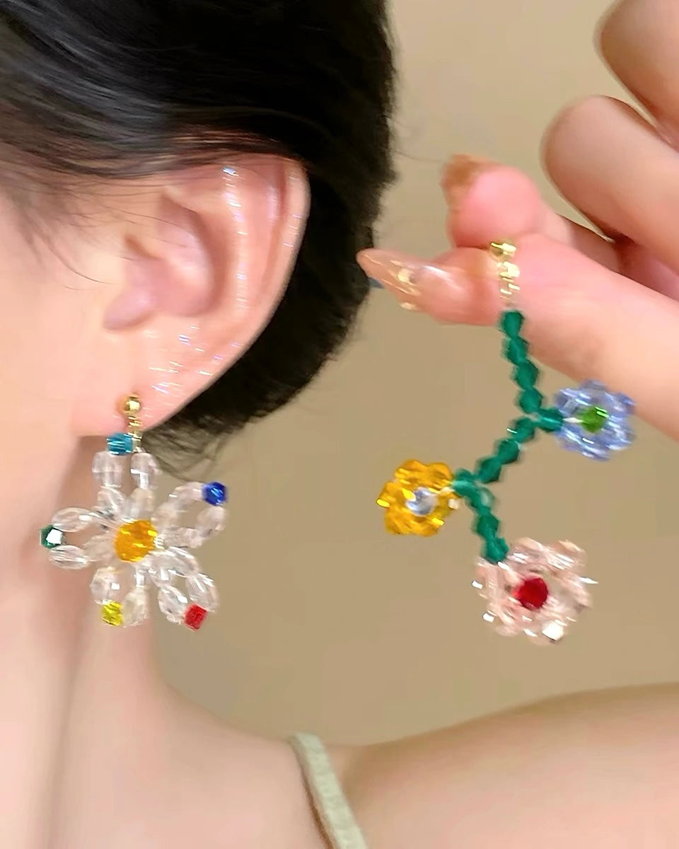 Asymmetric Glass Blossom Earrings
