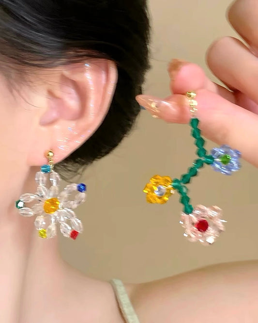 Asymmetric Glass Blossom Earrings