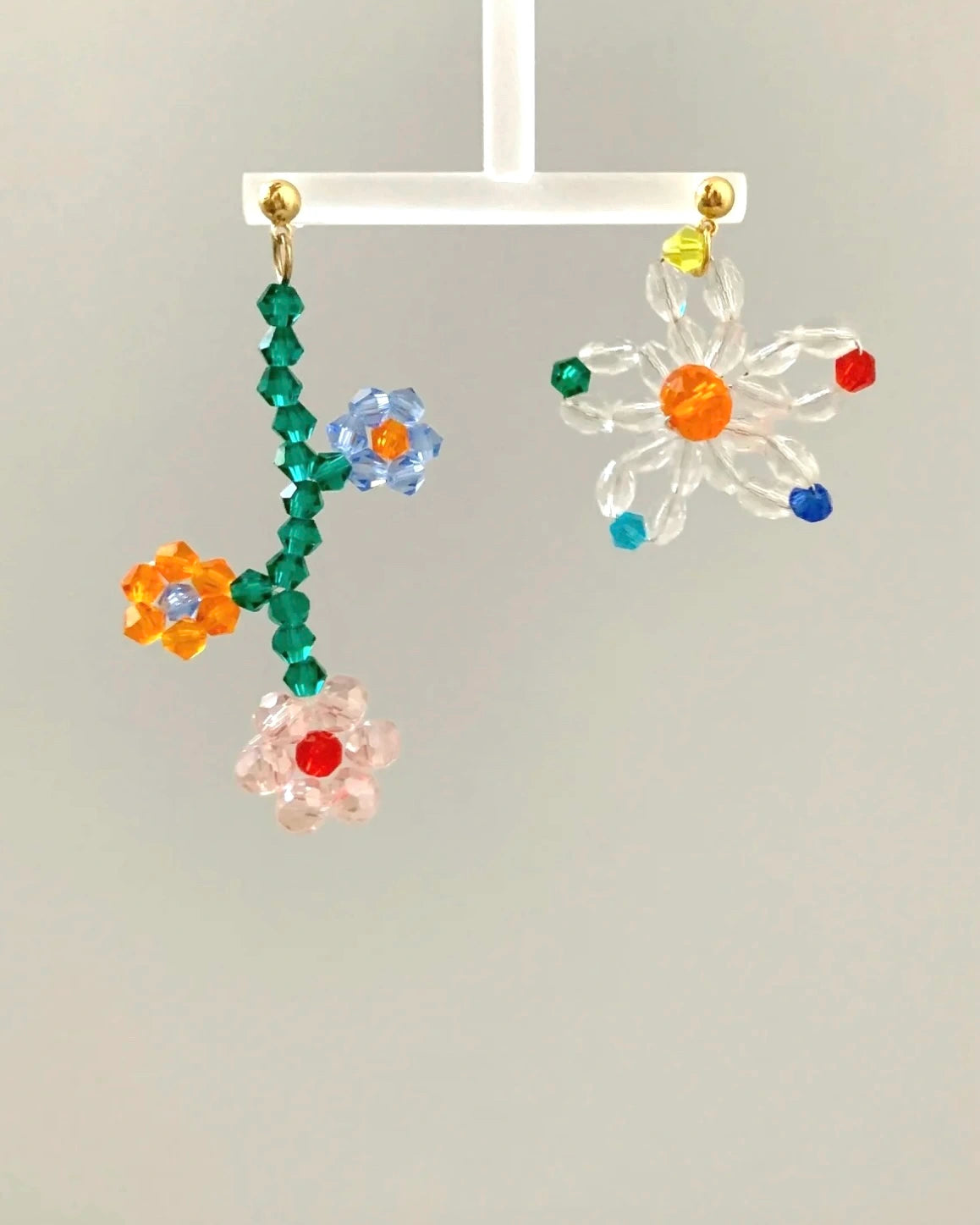 Asymmetric Glass Blossom Earrings