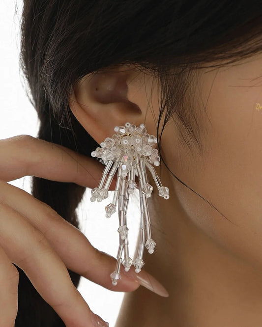 White Jellyfish Bloom Earrings