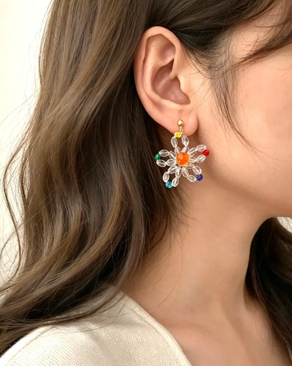 Asymmetric Glass Blossom Earrings
