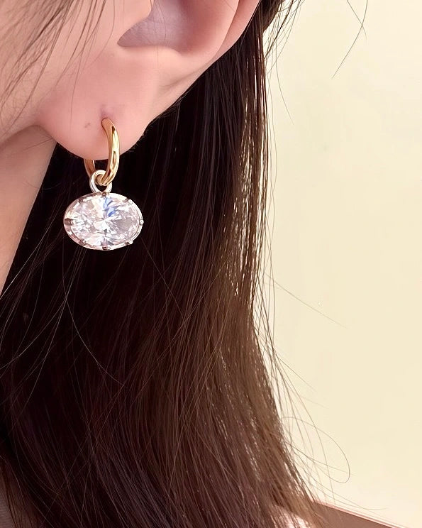 East-West Oval Drop Earrings