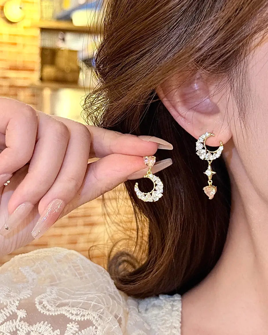 Moon & Heart Earrings
