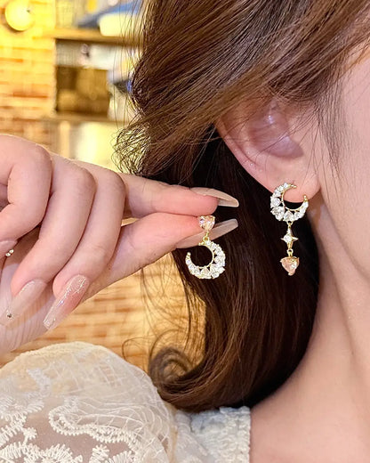 Moon & Heart Earrings